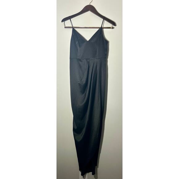 Express Slip Dress Drape Front V-neck Spaghetti Straps - Black - Size 0 - Picture 1 of 8